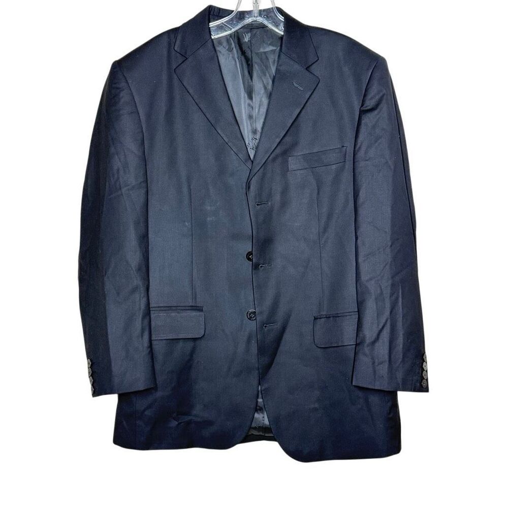 Giorgio Armani Black Long Sleeve 3 Button Blazer Jacket Coat Size 48 Formal Wool